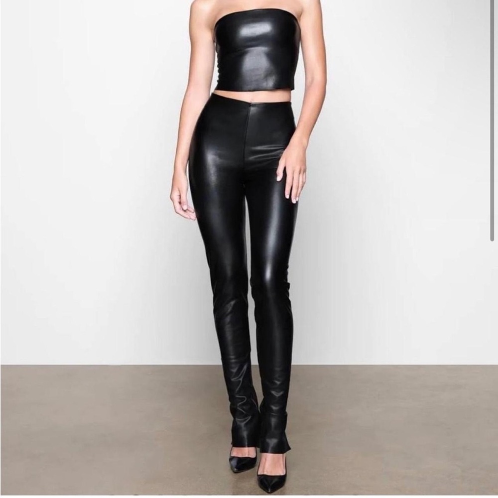 Skims black faux leather pants